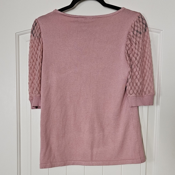 Blush Pink Top with Lace Sleeves - Picture 3 of 3